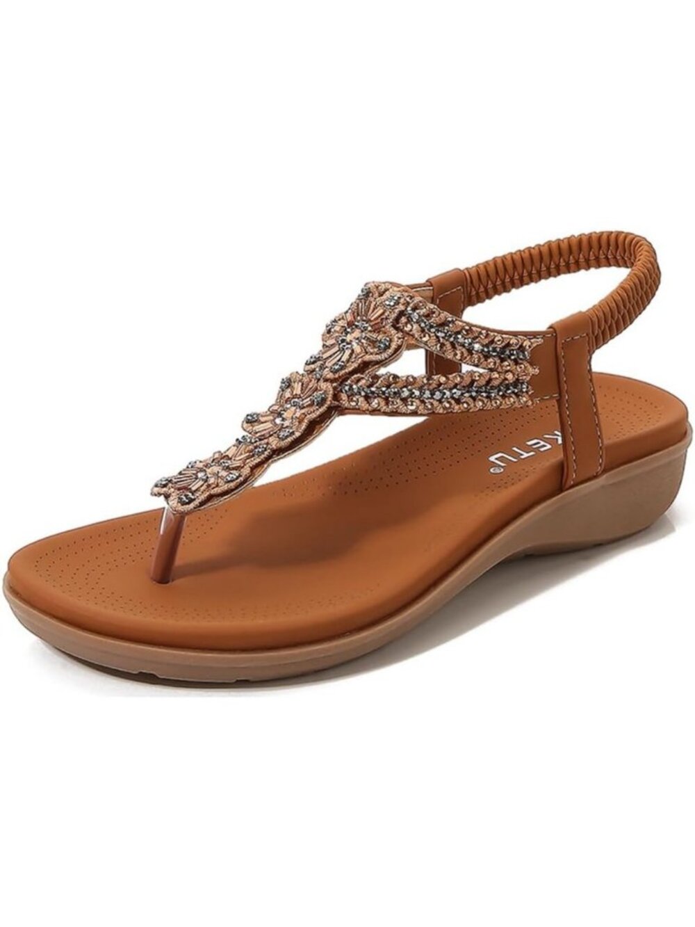 Bohemian Rhinestone T-Strap Flat Sandals - Comfortable Summer Beach Flip Flops